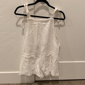Billabong White Linen Overalls with Front Pockets
